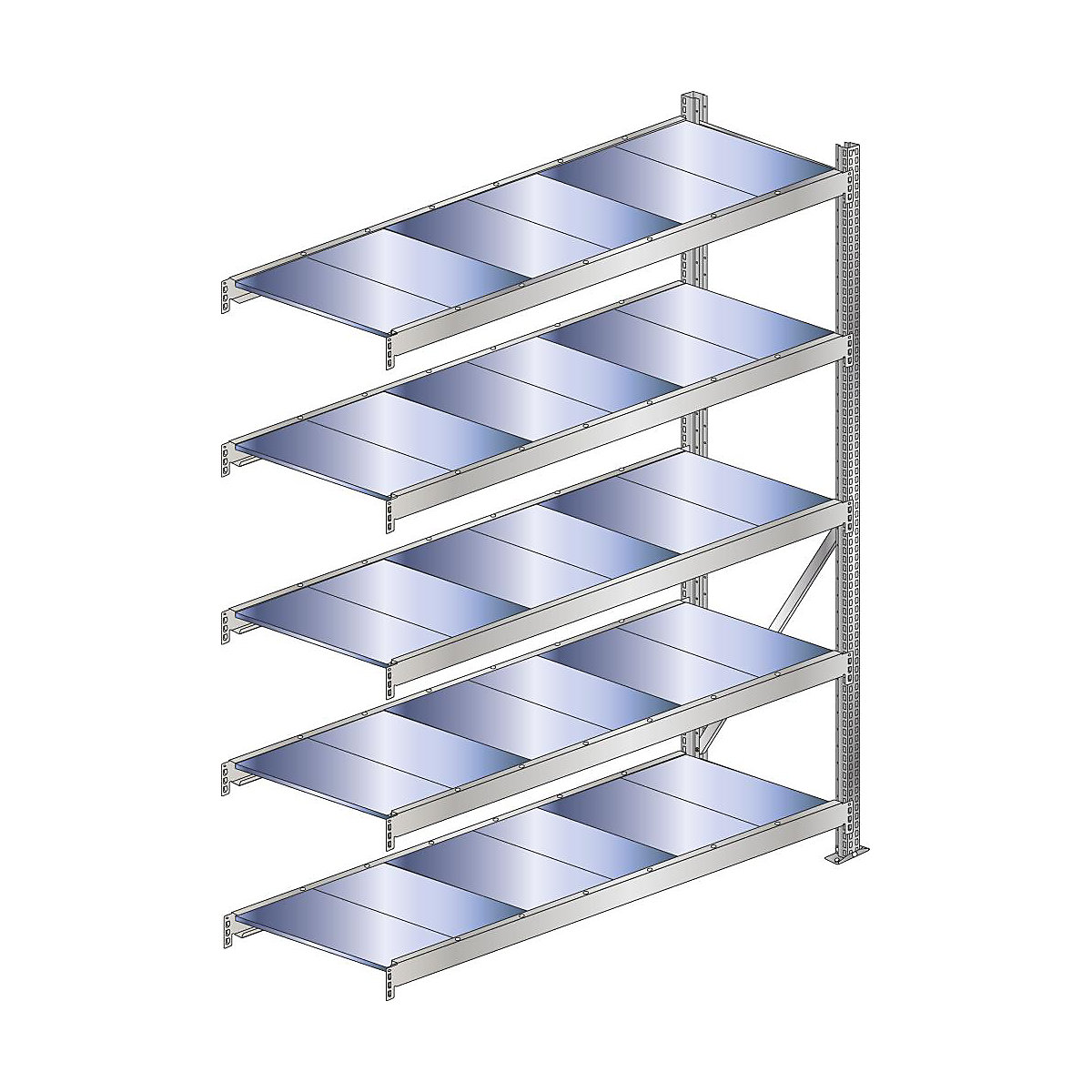 Wide span shelf unit, shelf load 500 kg – SCHULTE, shelf width 2500 mm, extension shelf unit, height 3000 mm, depth 500 mm
