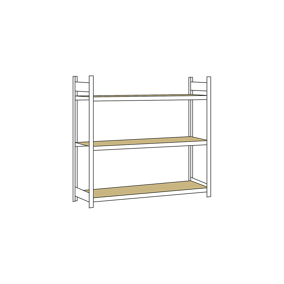 Wide span shelf unit, with moulded chipboard, height 2000 mm – SCHULTE, width 2250 mm, standard shelf unit, depth 600 mm