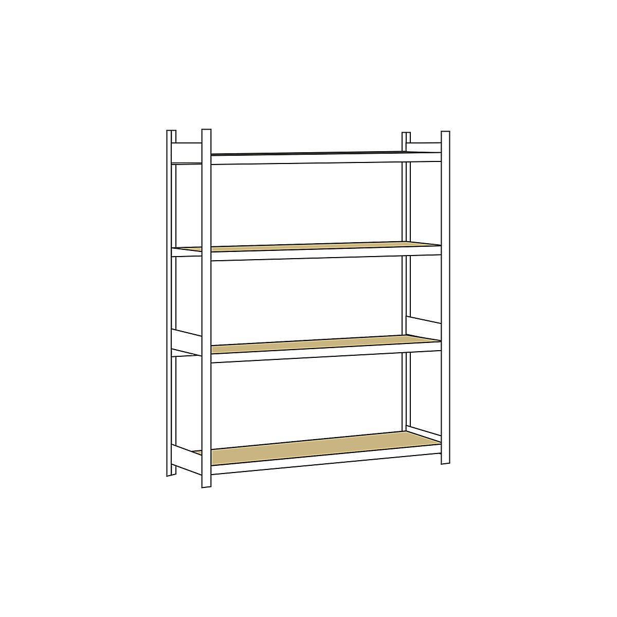 Wide span shelf unit, with moulded chipboard, height 2500 mm – SCHULTE, width 2000 mm, standard shelf unit, depth 600 mm