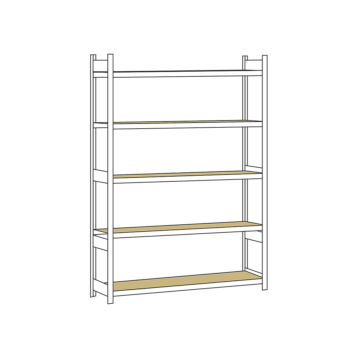 Wide span shelf unit, with moulded chipboard, height 3000 mm – SCHULTE, width 2500 mm, standard shelf unit, depth 500 mm