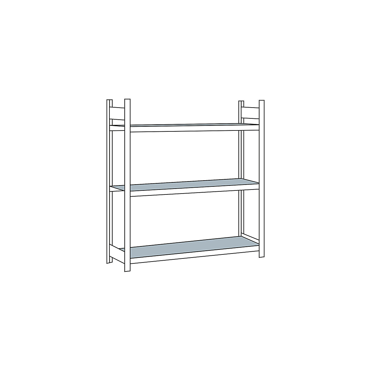 Wide span shelf unit, with steel shelf, height 2000 mm – SCHULTE, width 1500 mm, standard shelf unit, depth 500 mm