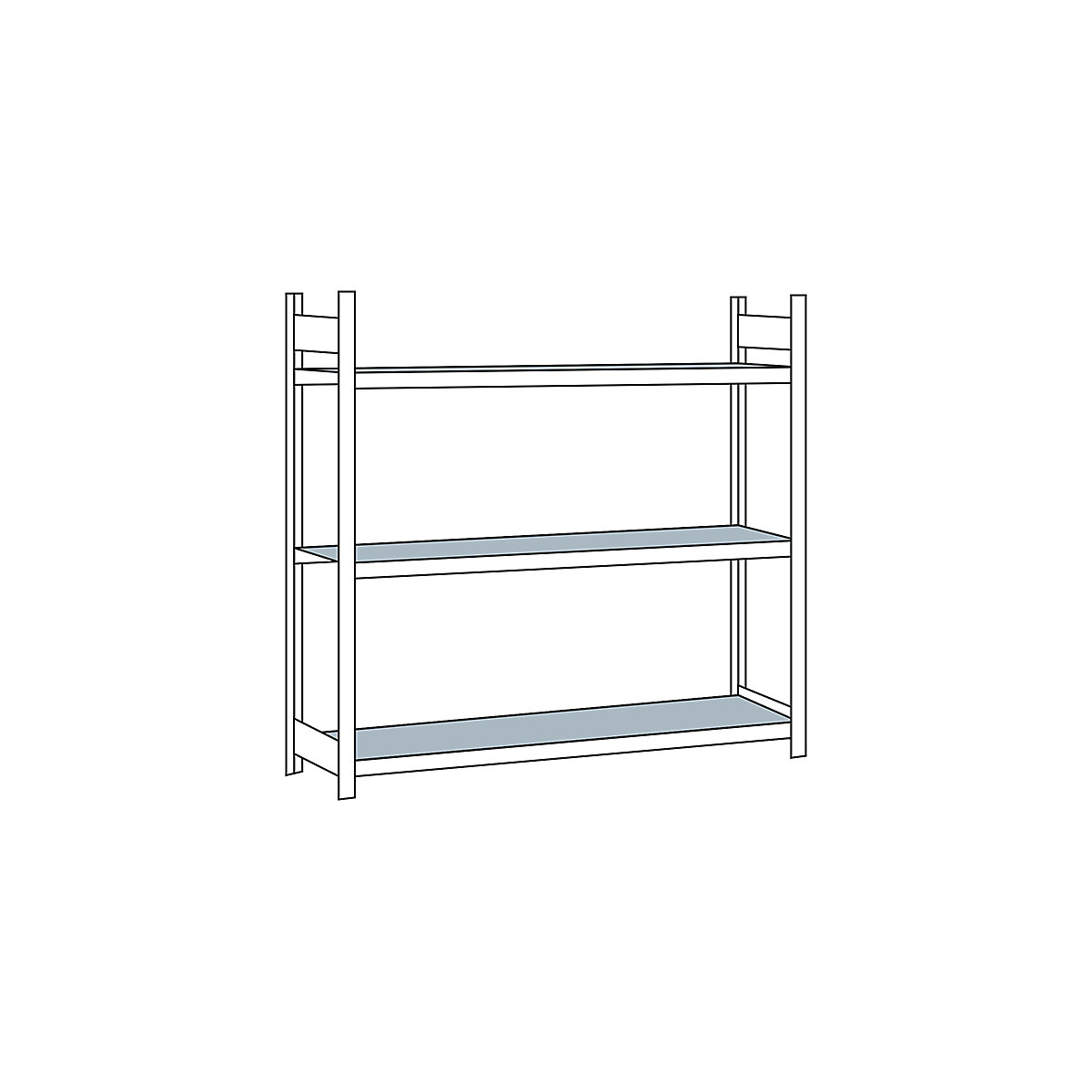 Wide span shelf unit, with steel shelf, height 2000 mm – SCHULTE, width 2250 mm, standard shelf unit, depth 500 mm