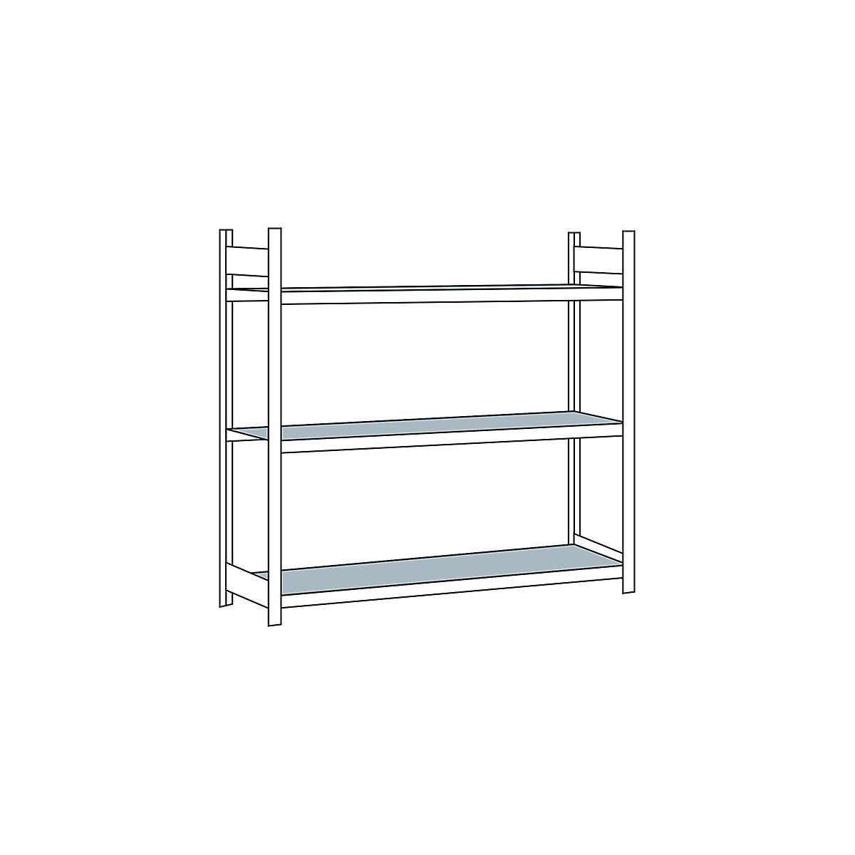 Wide span shelf unit, with steel shelf, height 2000 mm – SCHULTE, width 2250 mm, standard shelf unit, depth 600 mm