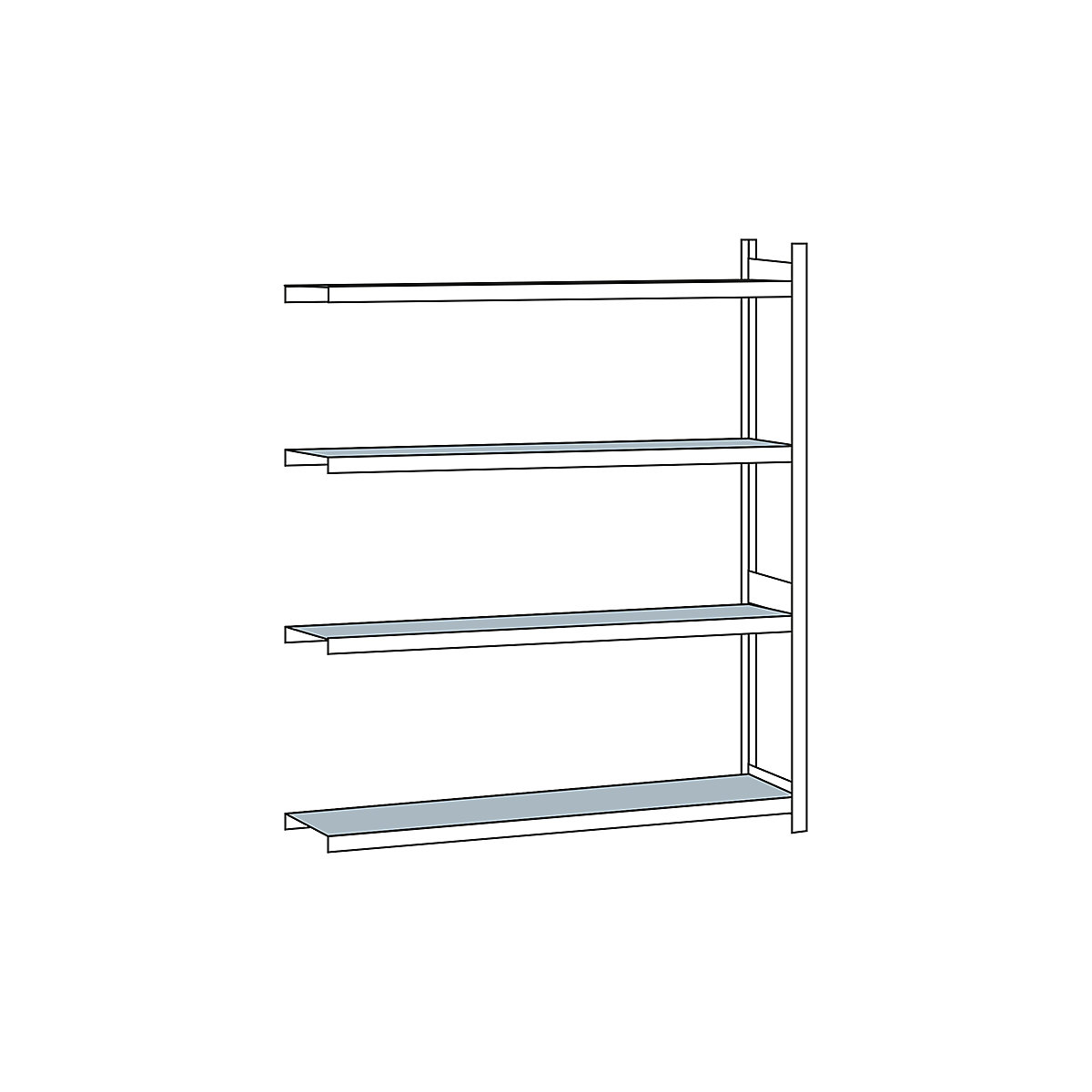 Wide span shelf unit, with steel shelf, height 2500 mm – SCHULTE
