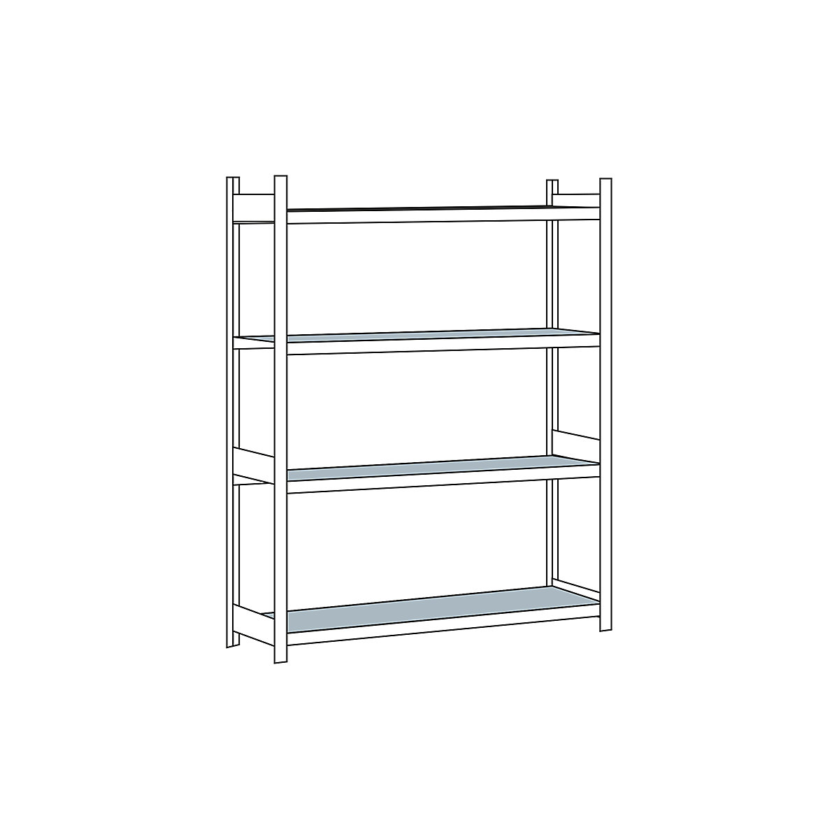 Wide span shelf unit, with steel shelf, height 2500 mm – SCHULTE, width 2000 mm, standard shelf unit, depth 600 mm