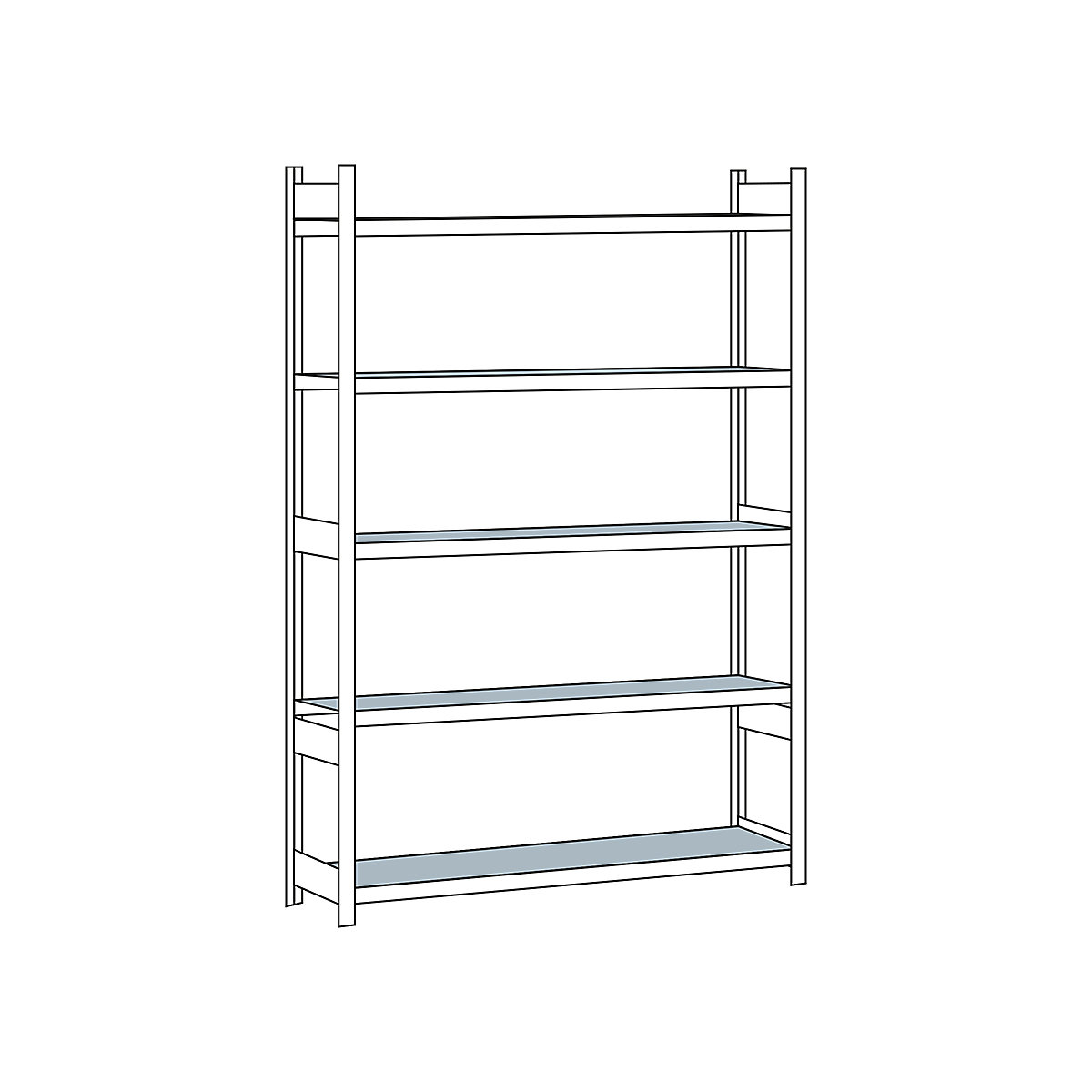 Wide span shelf unit, with steel shelf, height 3000 mm – SCHULTE, width 2250 mm, standard shelf unit, depth 500 mm