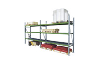 Wide span shelving combination, with zinc plated removable steel shelves