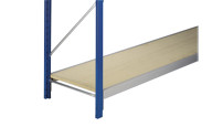 Wide span shelf level with 19 mm chipboard inserts