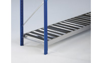 Wide span shelf level with trapezoidal steel supports