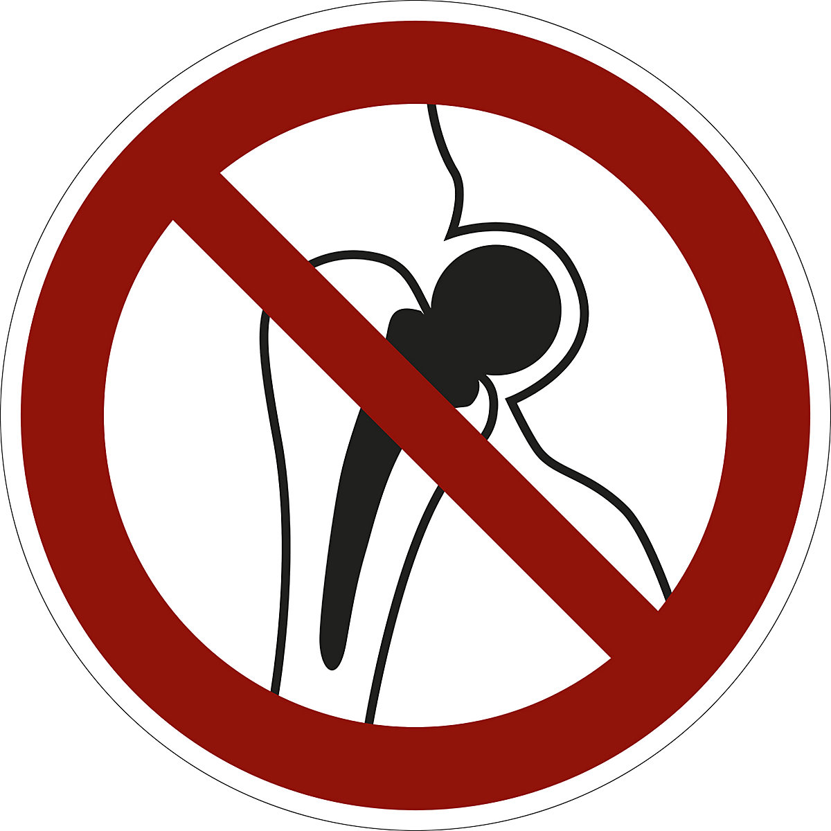 Verbotszeichen, Verbot für Personen mit Implantaten aus Metall, VE 10 Stk, Folie, Ø 200 mm