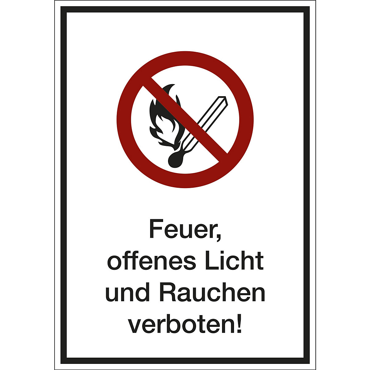 Kombizusatzschild mit Text für Verbotszeichen, Feuer, offenes Licht und Rauchen verboten, VE 10 Stk, Folie, LxHxT 210 x 297 x 0,1 mm-3