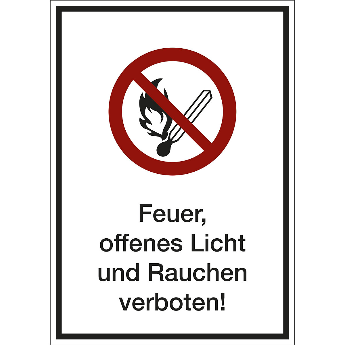 Kombizusatzschild mit Text für Verbotszeichen, Feuer, offenes Licht und Rauchen verboten, VE 10 Stk, Folie, LxHxT 105 x 148 x 0,1 mm-4