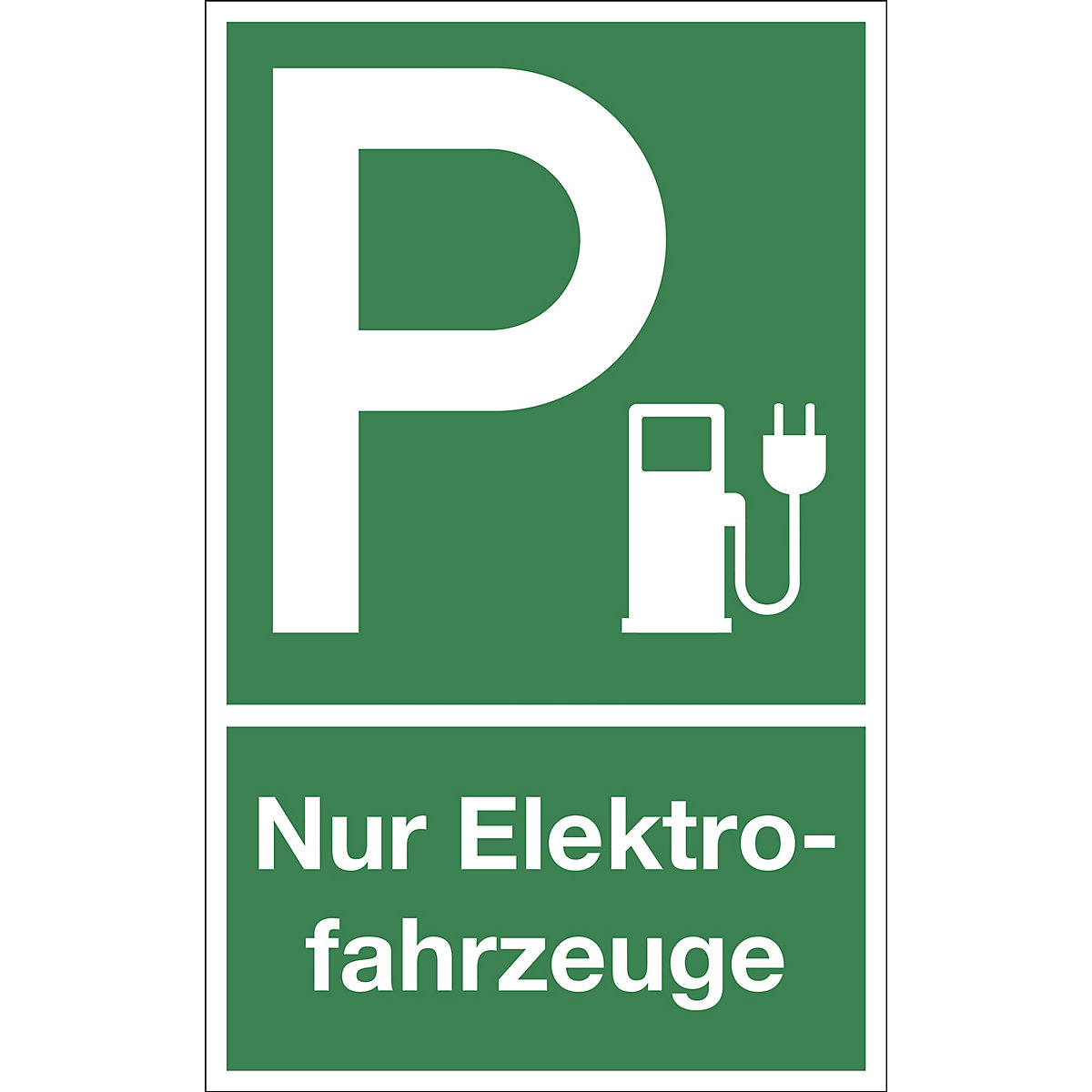Parkplatzkennzeichen, Kunststoff, P / Nur Elektrofahrzeuge, LxH 250 x 400 mm-1