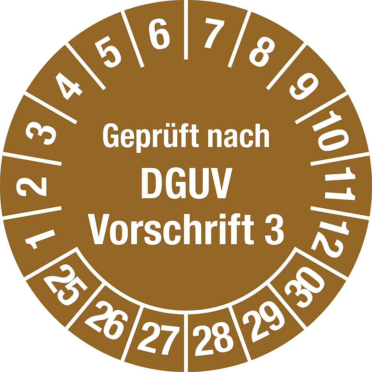 Geprüft nach DGUV, Dokumentenfolie, Ø 30 mm, VE 10 Stk, 25 – 30, braun-3