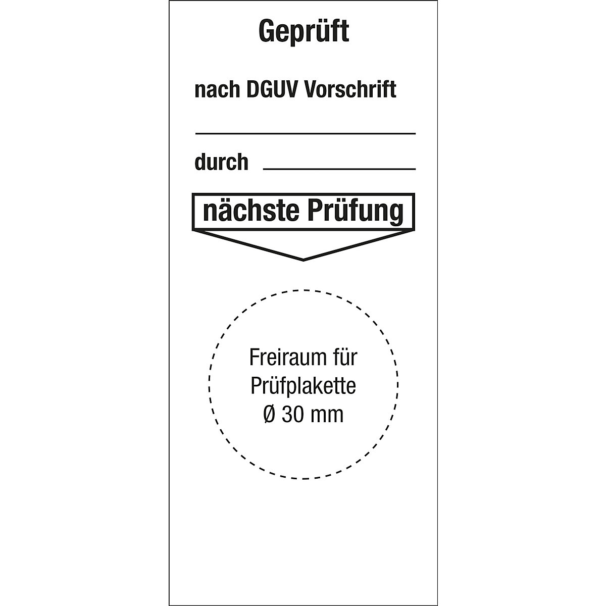 Grundplakette Geprüft nach DGUV Vorschrift