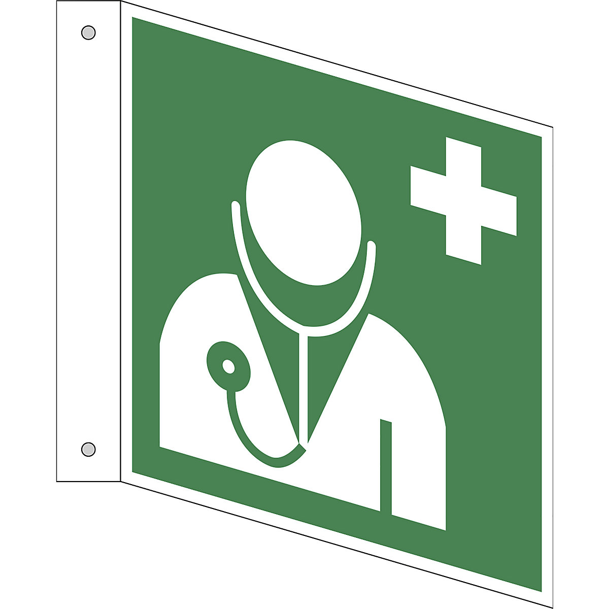 Rettungszeichen, Arzt, VE 10 Stk, Aluminium, Fahnenschild, 150 x 150 mm