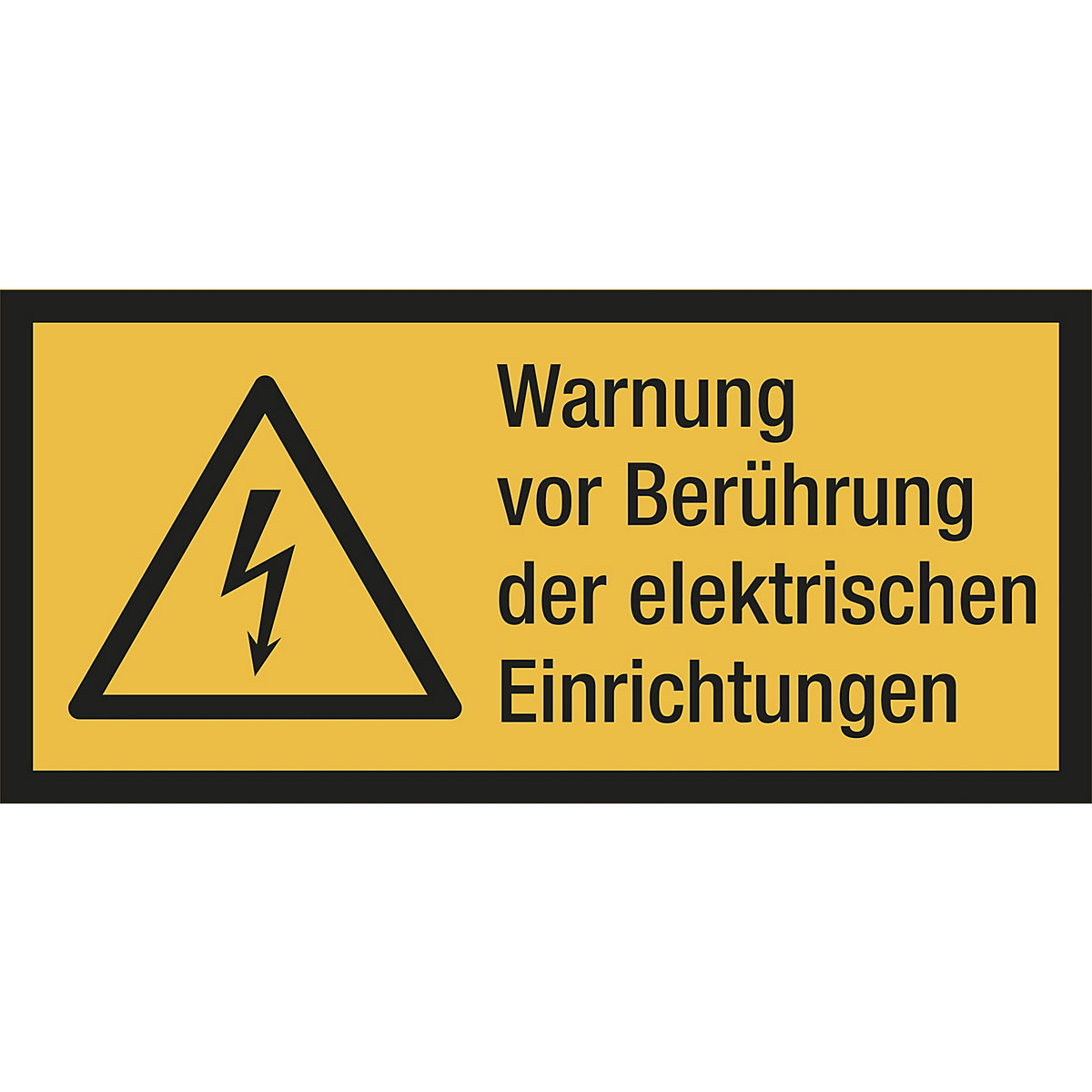 Kombischilder mit Text für Warnkennzeichen, Warnung vor Berührung der elektrischen Einrichtungen, VE 10 Stk, Folie, LxH 105 x 52 mm-2