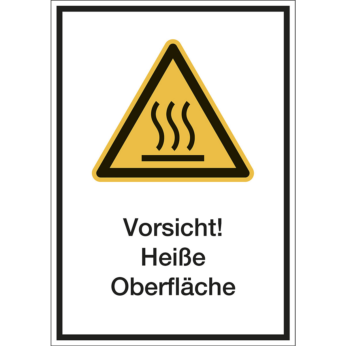 Kombischilder mit Text für Warnkennzeichen, Vorsicht! Heiße Oberfläche, VE 10 Stk, Kunststoff, LxH 210 x 297 mm-1