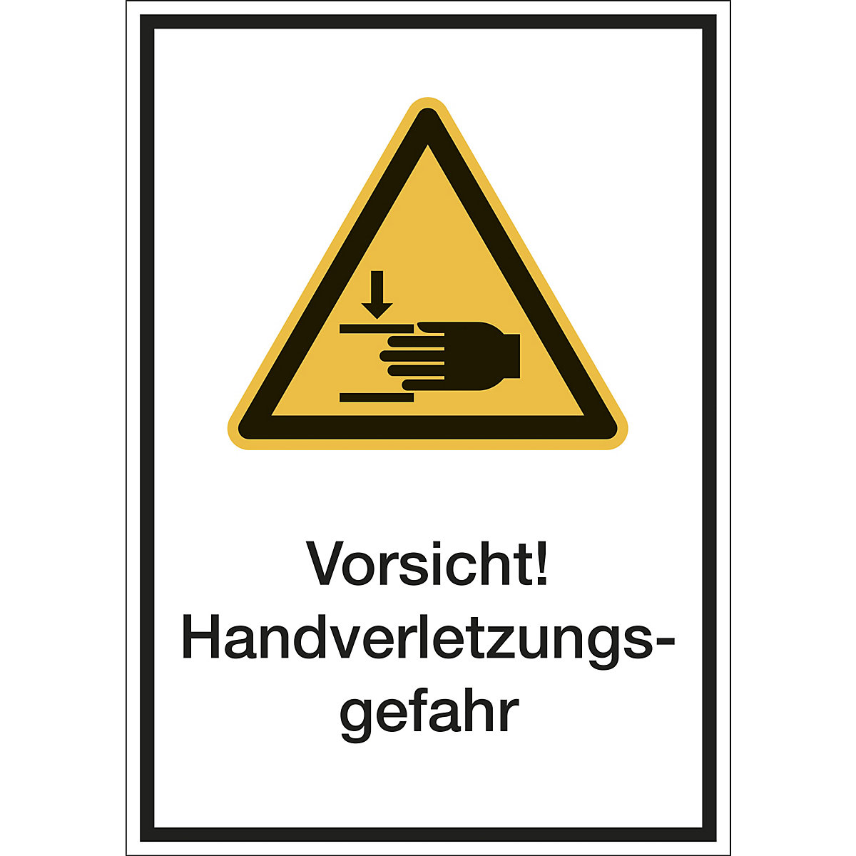 Kombischilder mit Text für Warnkennzeichen, Vorsicht! Handverletzungsgefahr, VE 10 Stk, Kunststoff, LxH 210 x 297 mm-2