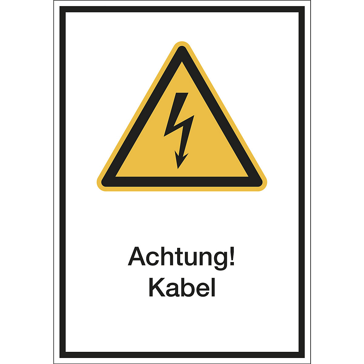 Kombischilder mit Text für Warnkennzeichen, Achtung! Kabel!, VE 10 Stk, Kunststoff, LxH 210 x 297 mm-2