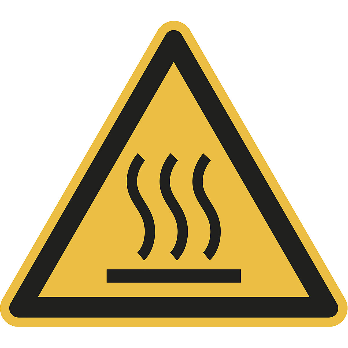 Warnkennzeichen, Warnung vor heißer Oberfläche, VE 10 Stk, Folie, Schenkellänge 200 mm