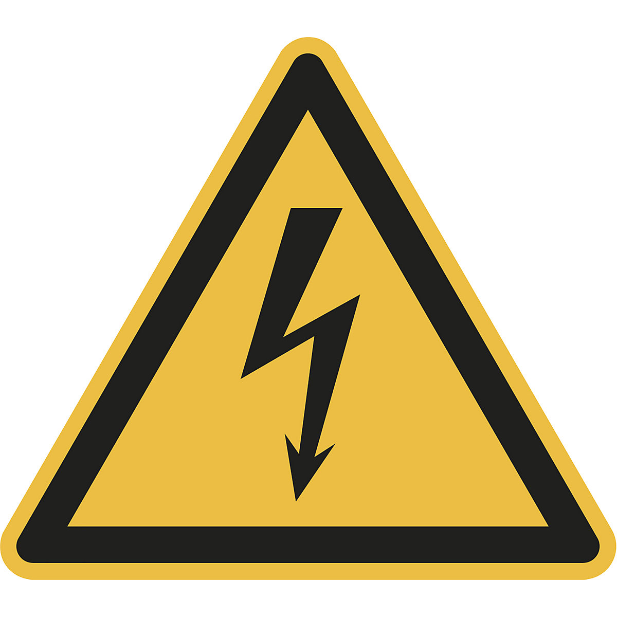 Warnkennzeichen, Warnung vor gefährlicher elektrischer Spannung, VE 10 Stk, Aluminium, Schenkellänge 100 mm