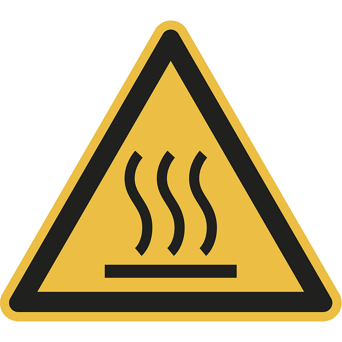 Warnkennzeichen, Warnung vor heißer Oberfläche, VE 10 Stk, Folie, Schenkellänge 100 mm