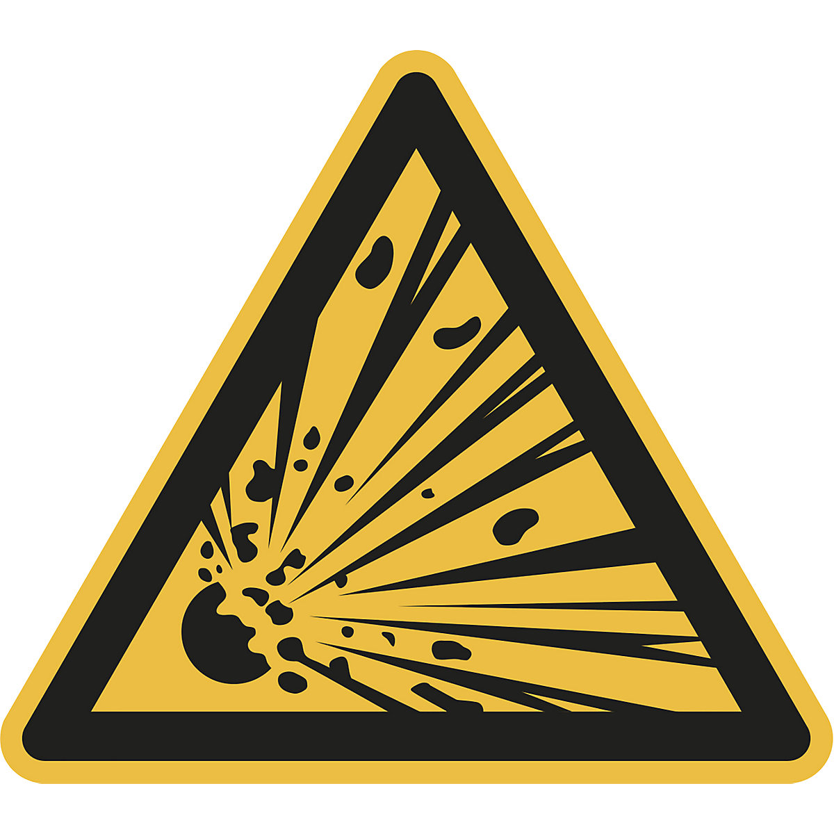 Warnkennzeichen, Warnung vor explosionsgefährlichen Stoffen, VE 10 Stk, Folie, Schenkellänge 100 mm