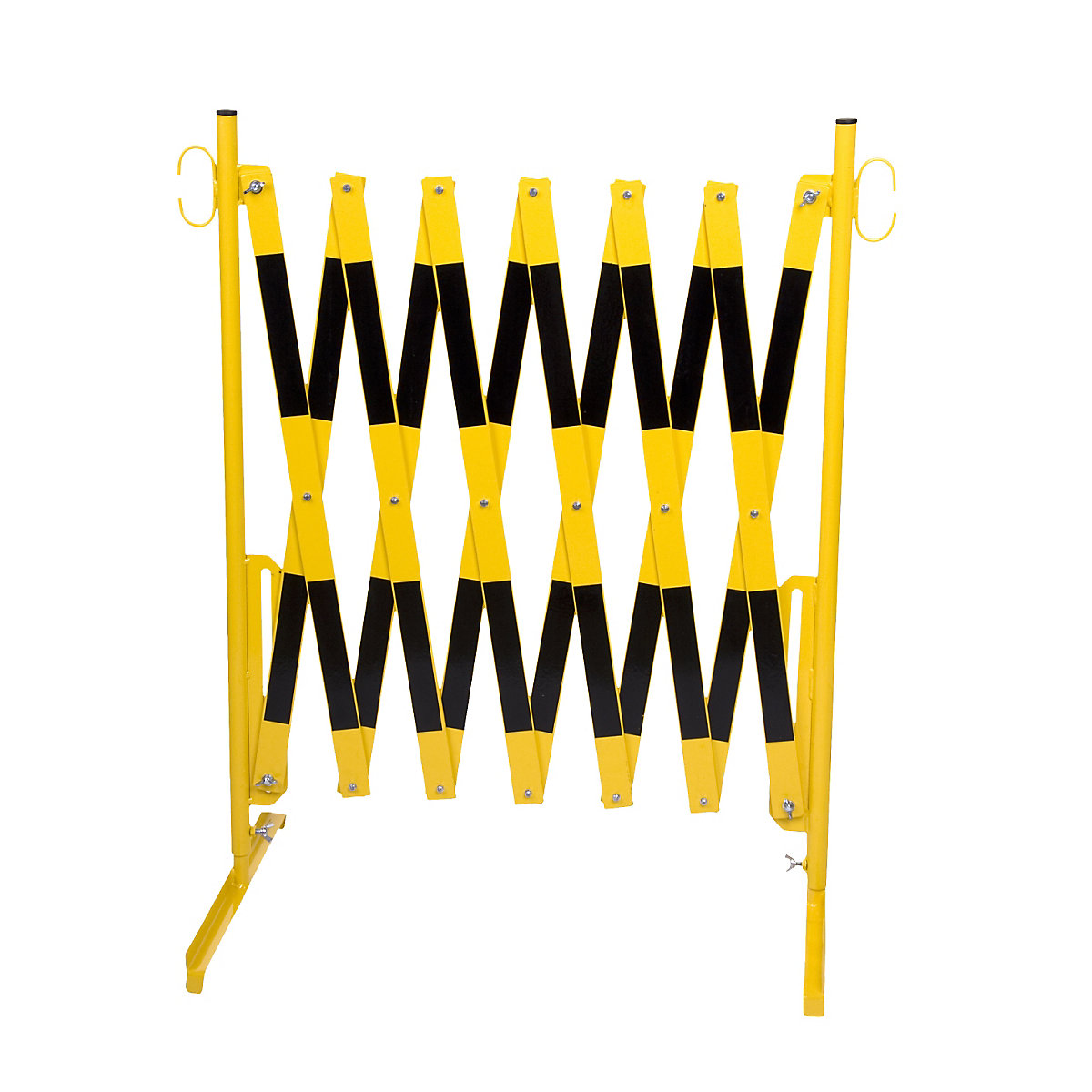 Barrière extensible, avec 2 pieds, jaune / noir, longueur max. 3600 mm