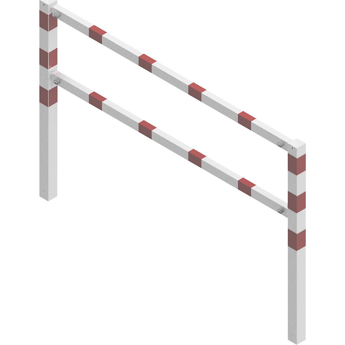 Barrière à visser, avec barre supérieure et au niveau des genoux, blanc avec bandes réfléchissantes rouges, largeur 2000 mm-5