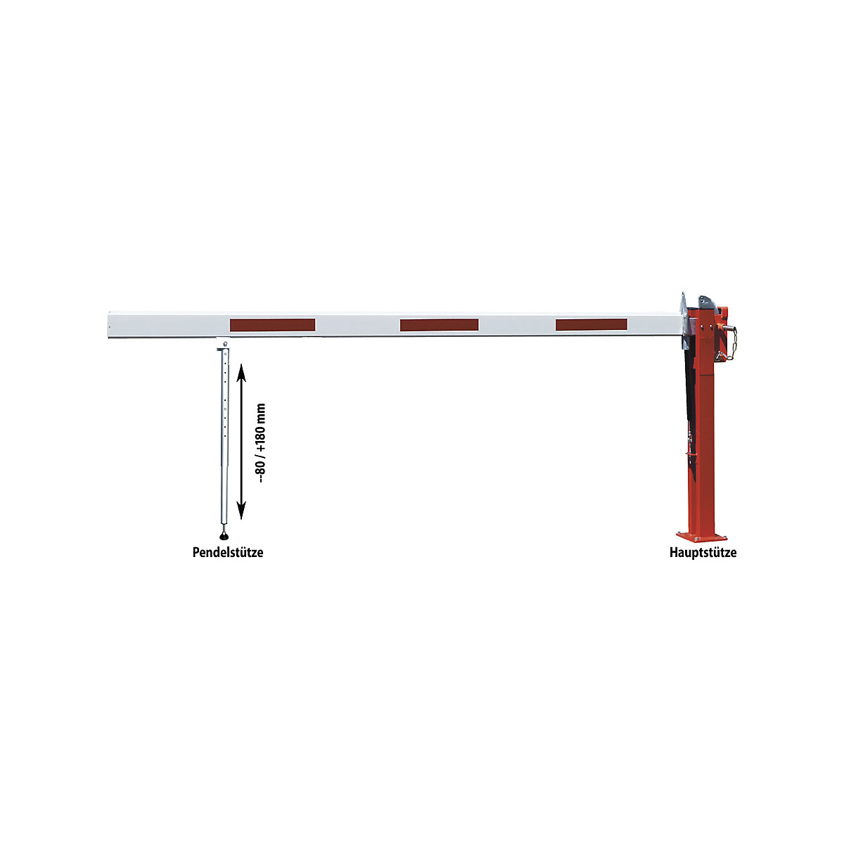 Barrière manuelle – Mannus, béquille d'appui sur ressorts, longueur flèche 3 m