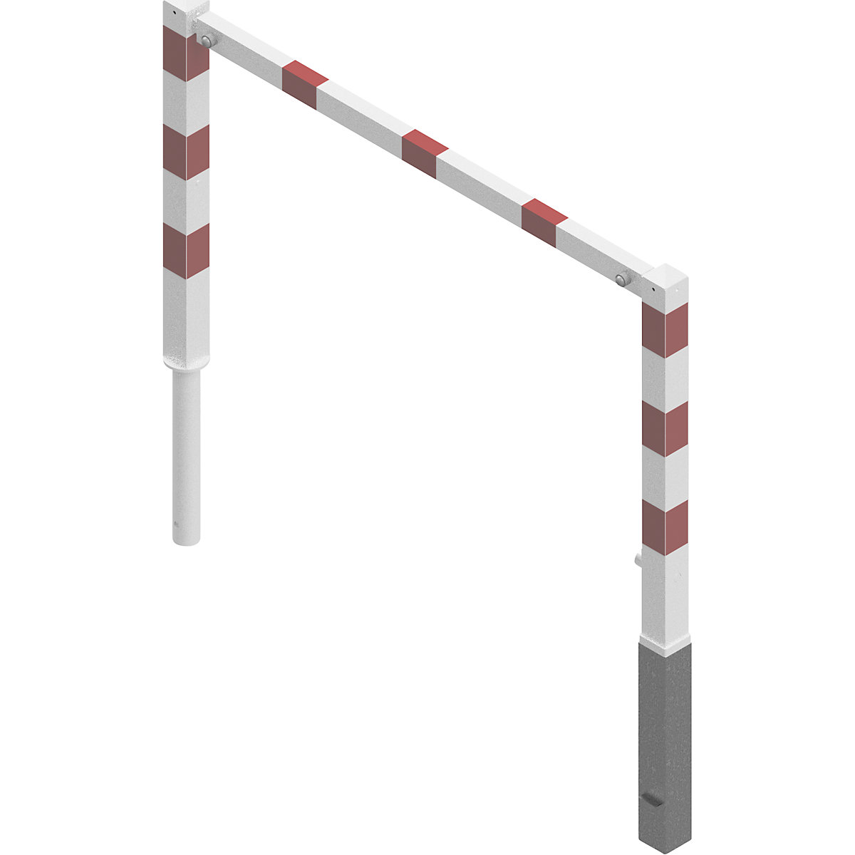 Barrière pivotante, avec barre supérieure, blanc avec bandes réfléchissantes rouges, largeur 1500 mm-2