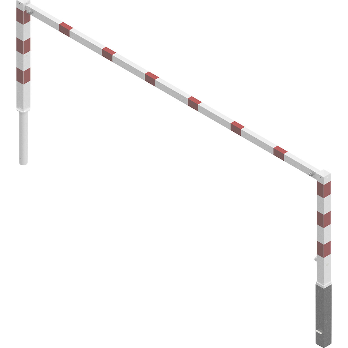 Barrière pivotante, avec barre supérieure, blanc avec bandes réfléchissantes rouges, largeur 3000 mm-3