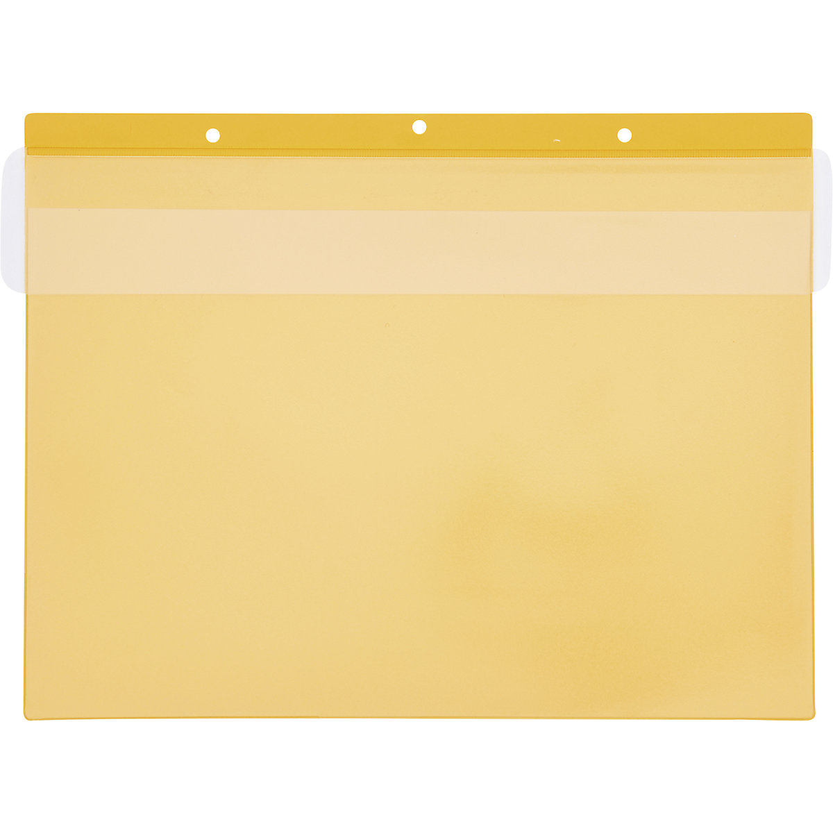 Porte-documents avec trous d'accrochage, format horizontal A5, avec cache de protection, jaune, lot de 50, à partir de 2 lots
