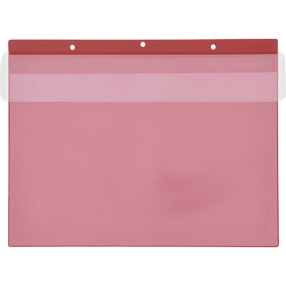 Porte-documents avec trous d'accrochage, format horizontal A5, avec cache de protection, rouge, lot de 50