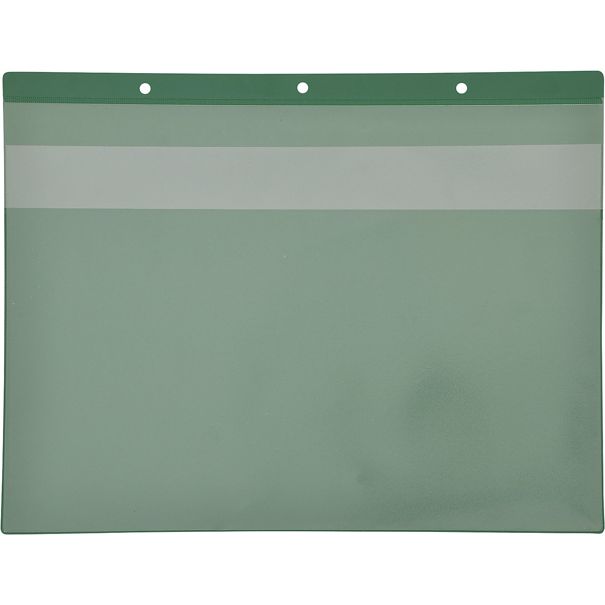 Porte-documents avec trous d'accrochage, format horizontal A5, avec cache de protection, vert, lot de 50