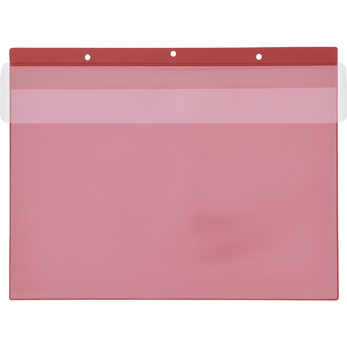Porte-documents avec trous d'accrochage, format horizontal A4, avec cache de protection, rouge, lot de 50
