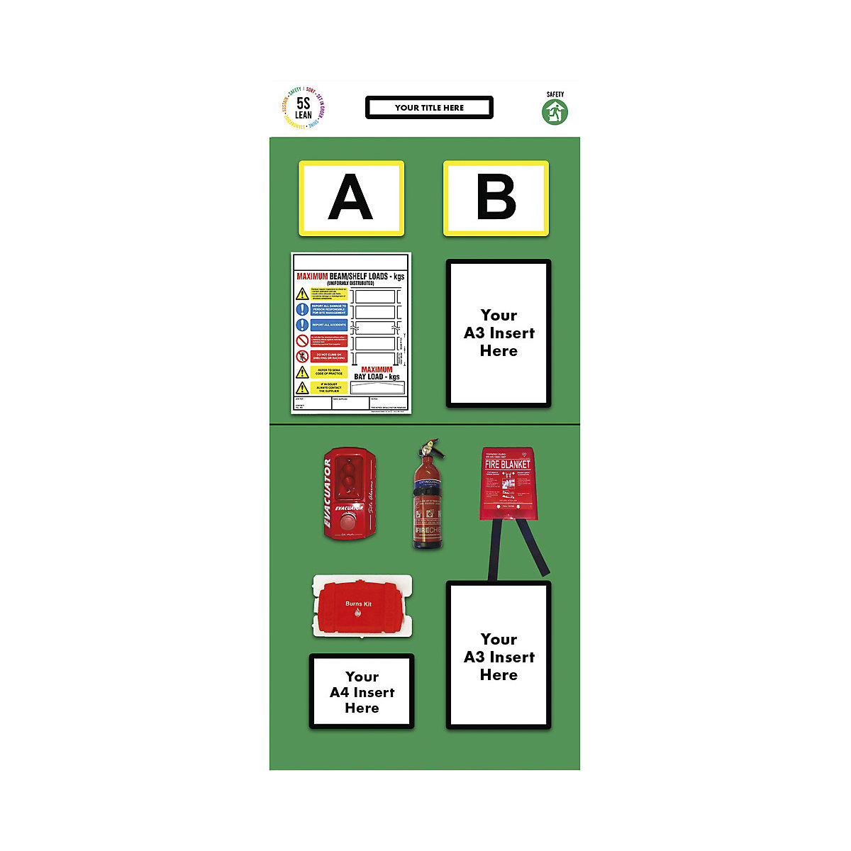 Tableau d'information pour rayonnages, marquage double, protection contre les incendies, h x l 2000 x 900 mm, vert