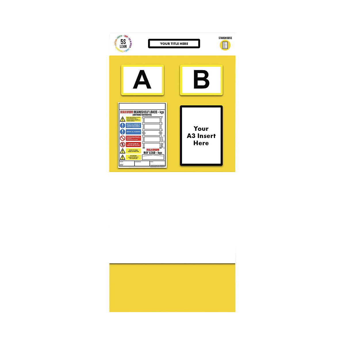 Tableau d'information pour rayonnages, marquage double, tableau blanc, h x l 2000 x 900 mm, jaune
