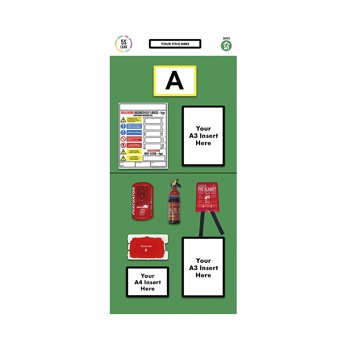Tableau d'information pour rayonnages, marquage simple, protection contre les incendies, h x l 2000 x 900 mm, vert