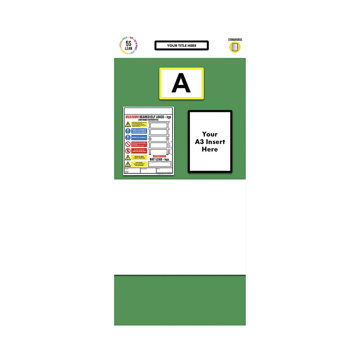 Tableau d'information pour rayonnages, marquage simple, tableau blanc, h x l 2000 x 900 mm, vert