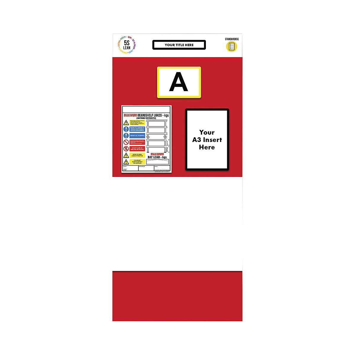 Tableau d'information pour rayonnages, marquage simple, tableau blanc, h x l 2000 x 900 mm, rouge