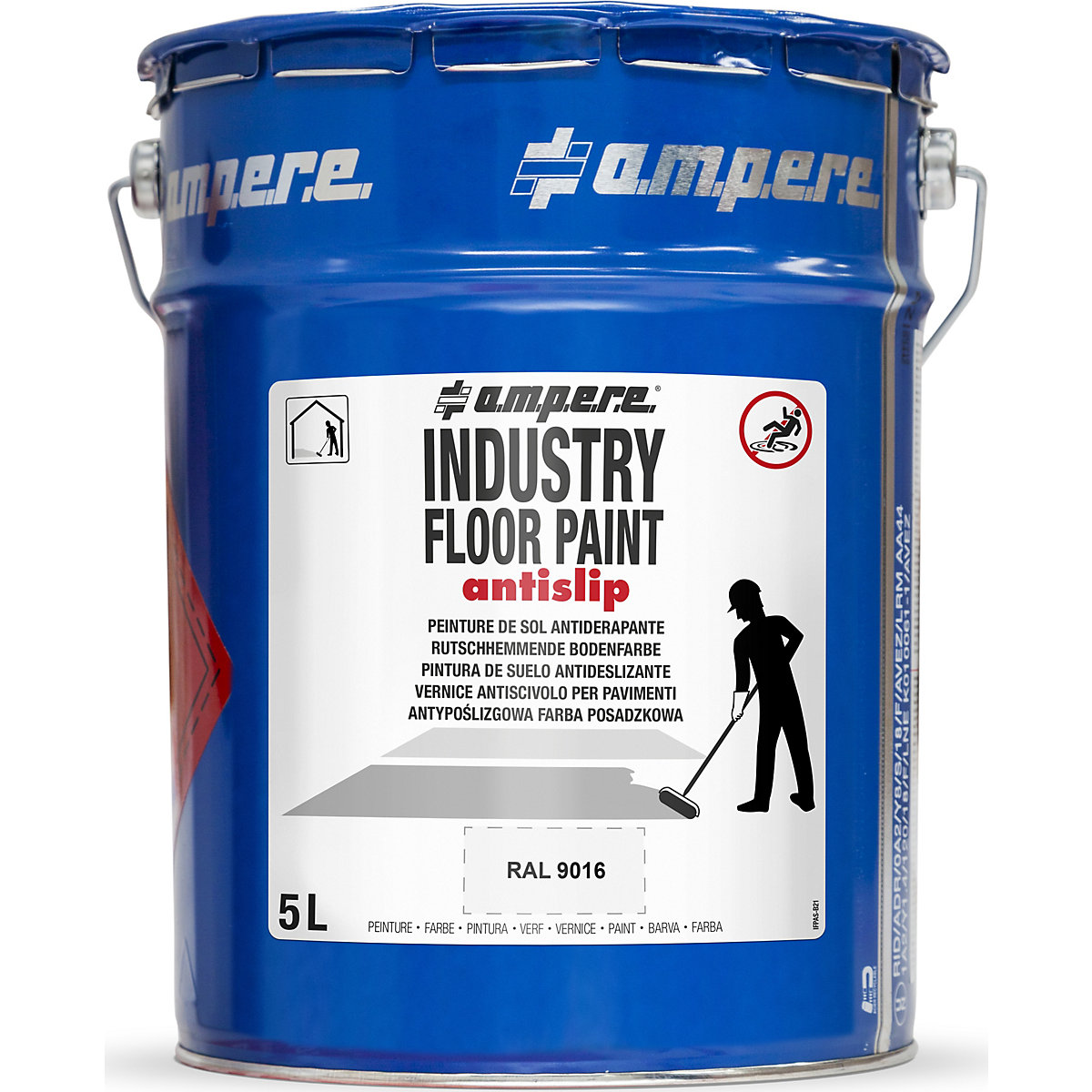 Peinture de marquage des sols Industry Floor Paint antislip® – Ampere, contenu 5 l, blanc-3