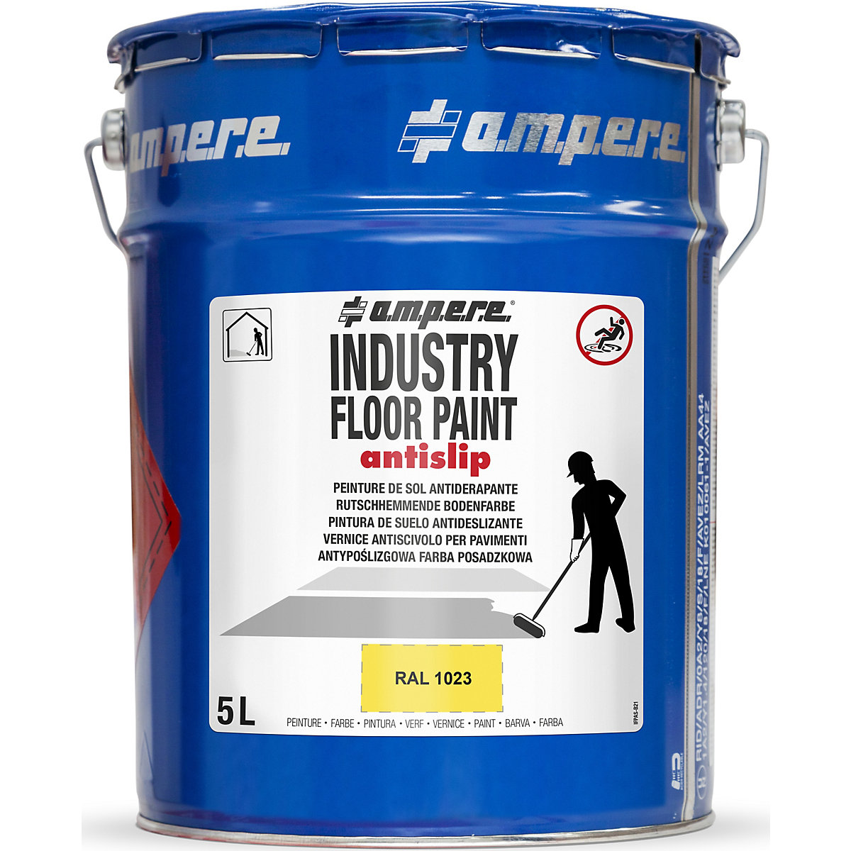 Peinture de marquage des sols Industry Floor Paint antislip® – Ampere, contenu 5 l, jaune