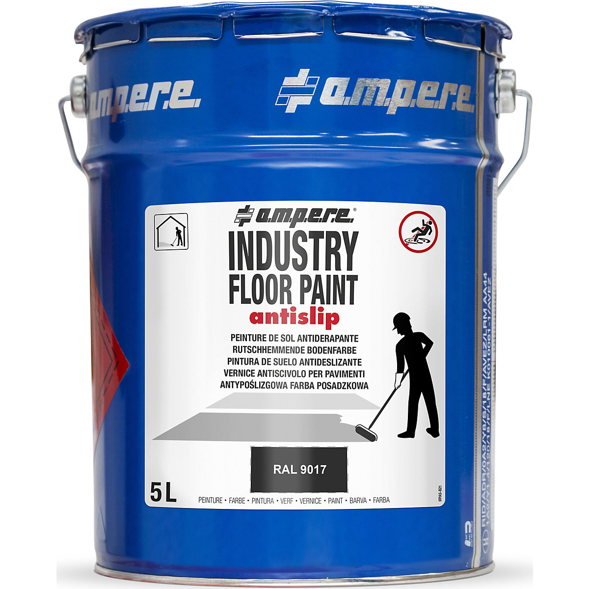 Peinture de marquage des sols Industry Floor Paint antislip® – Ampere, contenu 5 l, noir