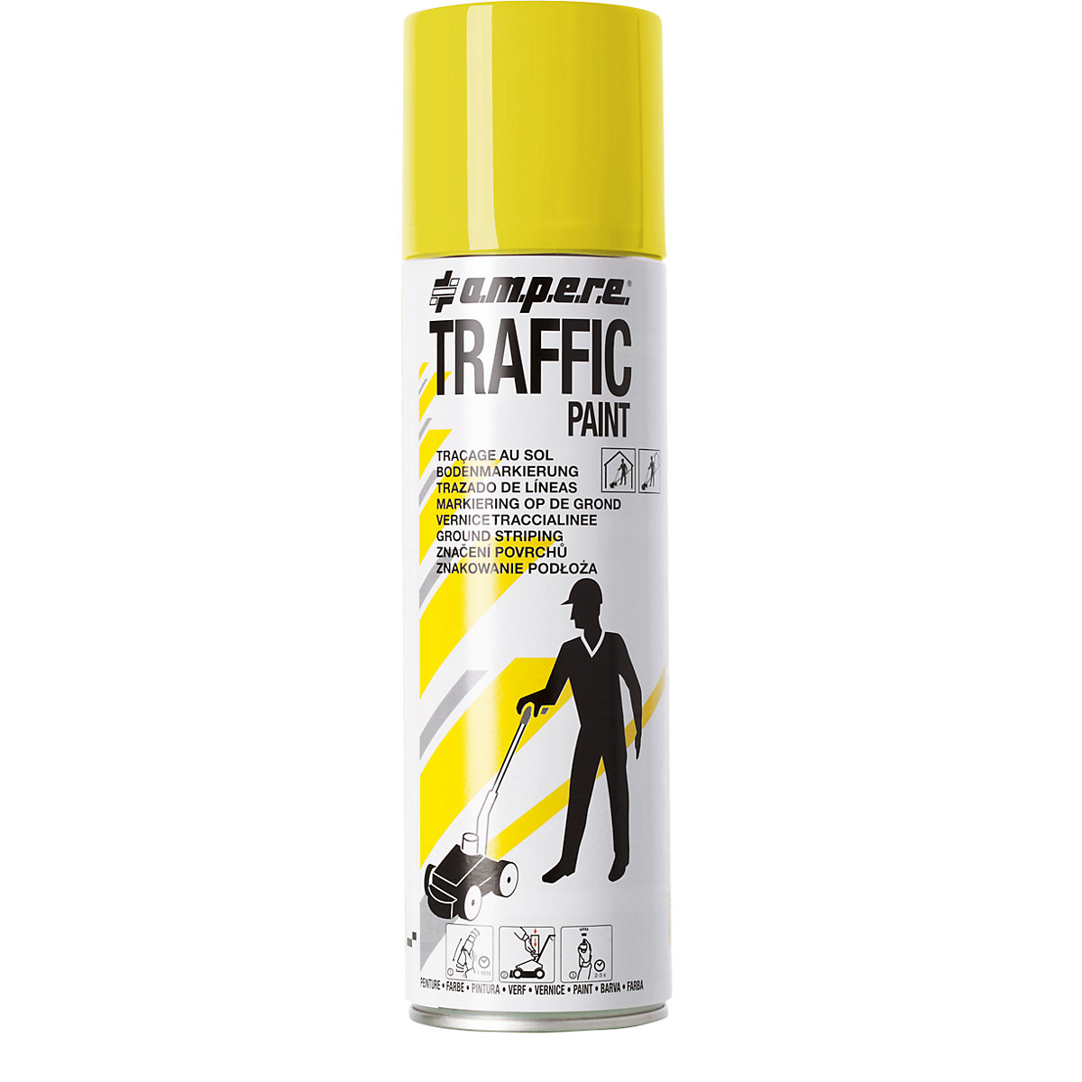 Peinture de marquage – Ampere, contenu 500 ml, lot de 12 aérosols, jaune
