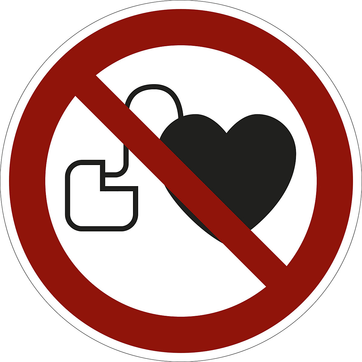 Oznaka za zabranu, zabrana za osobe s elektroničkim srčanim simulatorima, pak. 10 kom., aluminij, Ø 200 mm