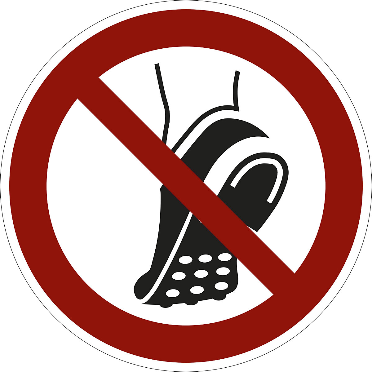 Oznaka za zabranu, zabranjena obuća s metalnim okovima, pak. 10 kom., plastika, Ø 200 mm