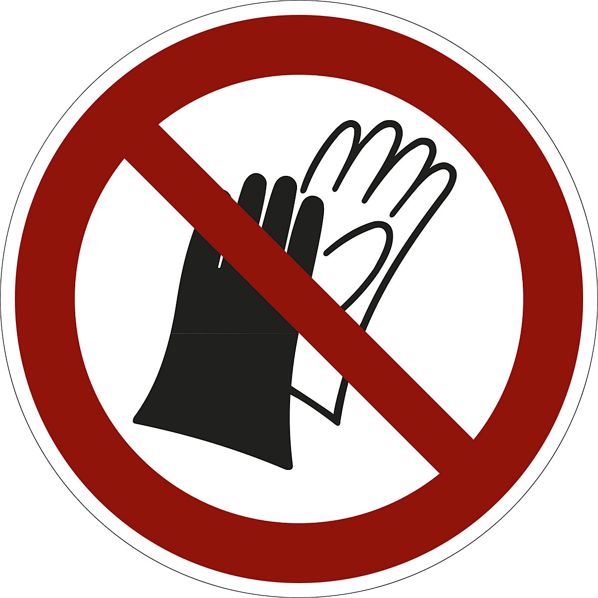 Oznaka za zabranu, zabranjena upotreba zaštitnih rukavica, pak. 10 kom., folija, Ø 200 mm