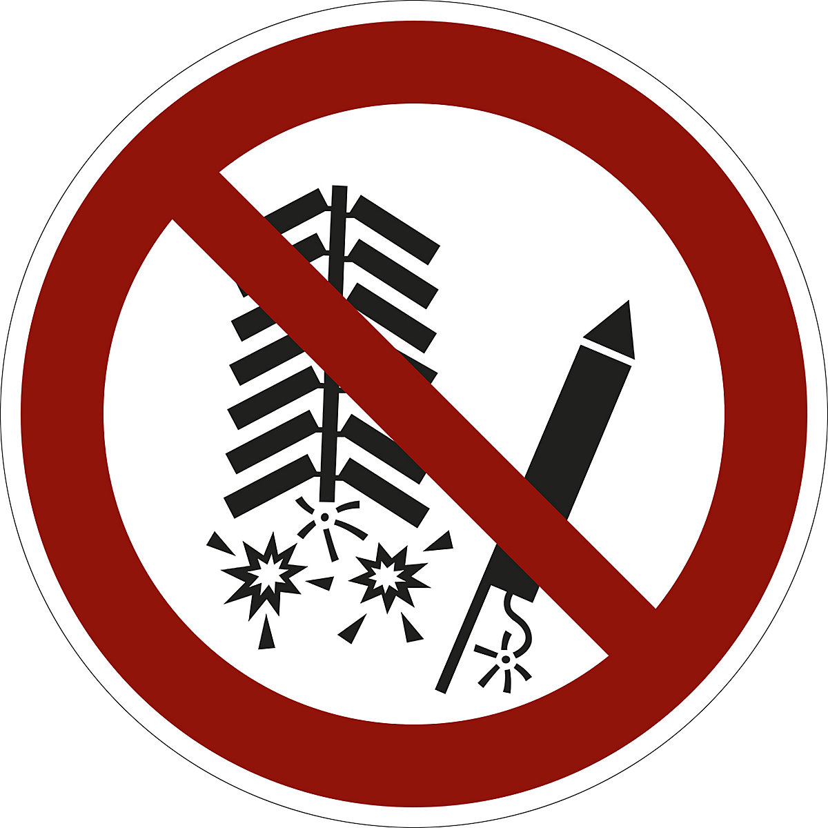Oznaka za zabranu, zabranjeno paljenje vatrometa, pak. 10 kom., folija, Ø 200 mm